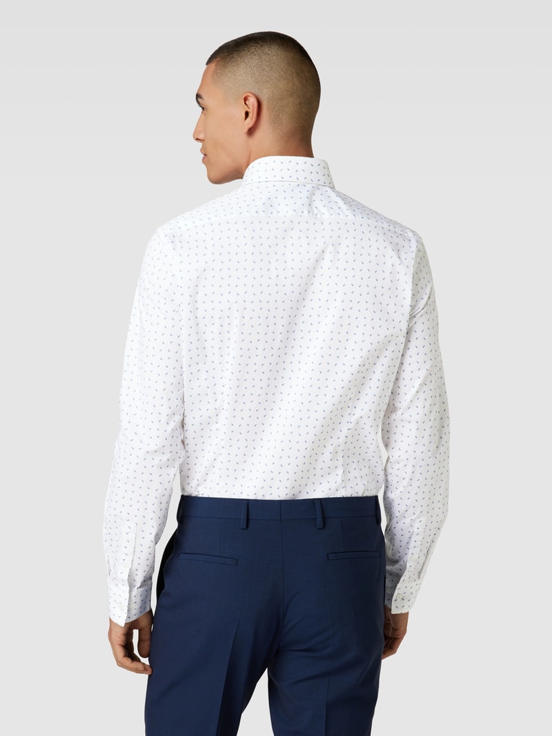 Slim Fit Business-Hemd mit Allover-Muster Modell 'Bari' in weiß