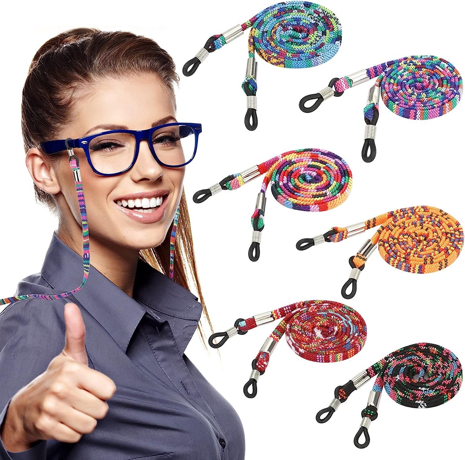DRSEON Brillenband 6 Stück Mehrfarbig Brillenband Brillen Halter Kette, 5mm