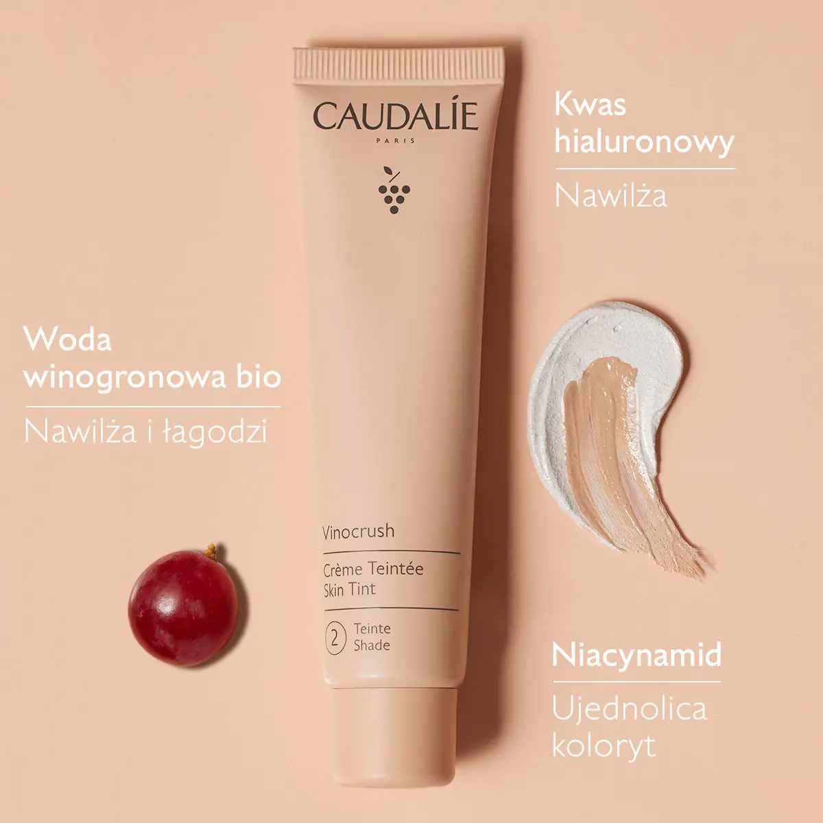 „Caudalie Vinocrush“ spalvotas kremas, 2 atspalvis