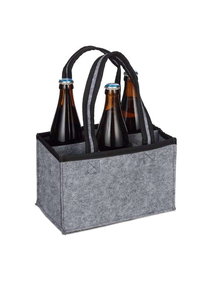 relaxdays Flaschenträger in Anthrazit - (B)24 x (H)15 x (T)15 cm günstig kaufen onesize