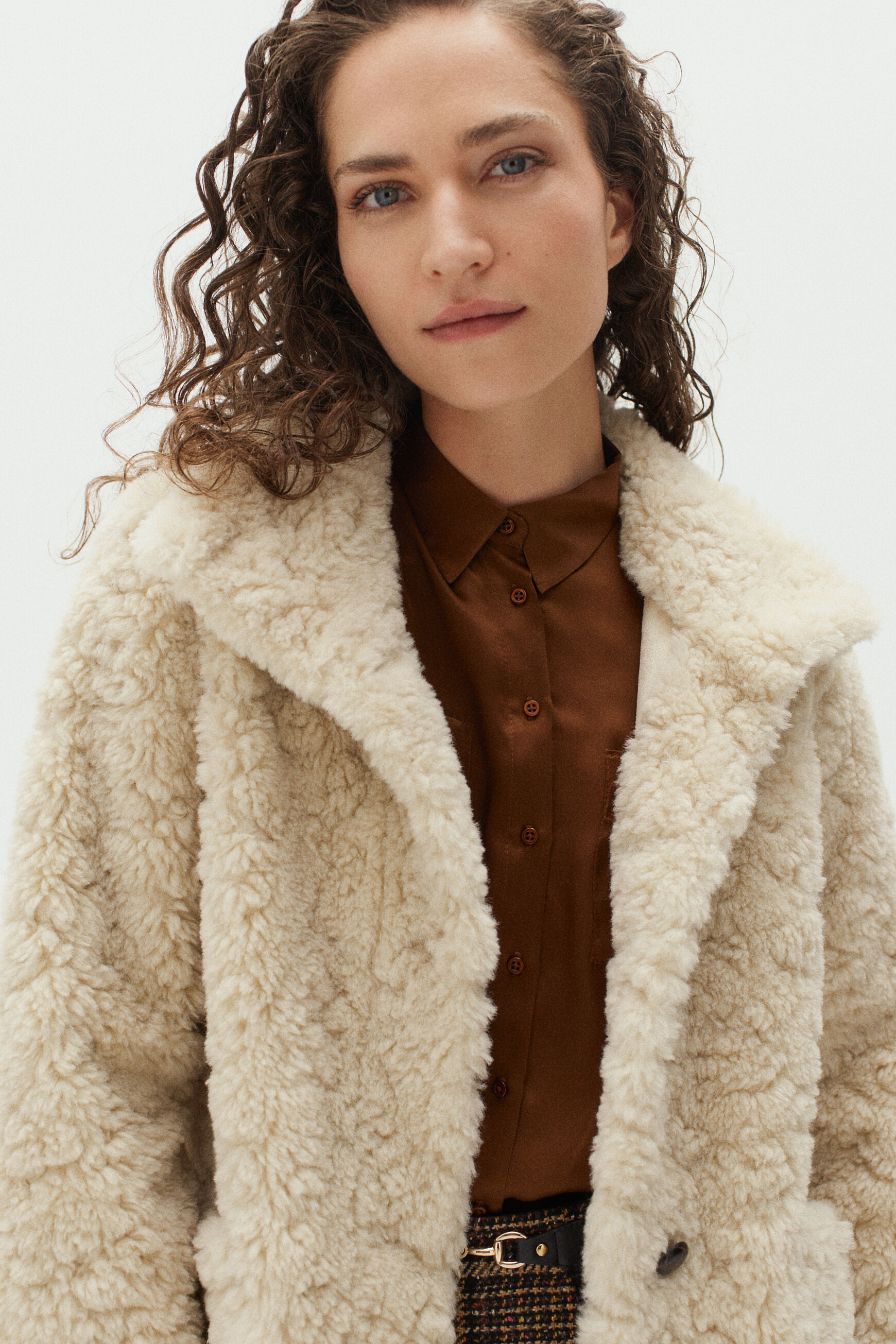 manteau agrid ivoire femme
