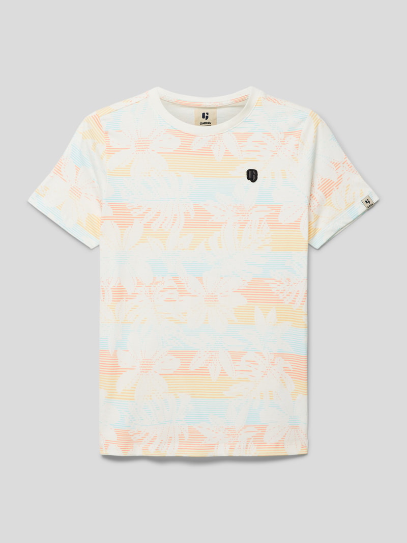 T-Shirt mit Allover-Print in weiß