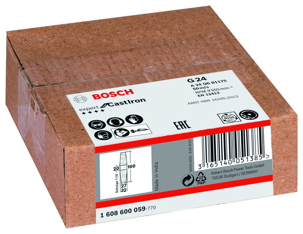Disque d'ébavurage Bosch Blue Accessories 1608600059 pour meuleuse droite 100 x 20 mm, K24