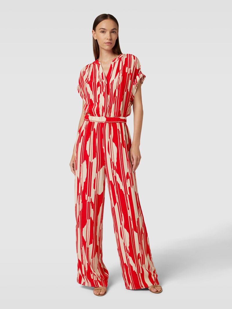 Jumpsuit aus Viskose mit Allover-Muster in rot