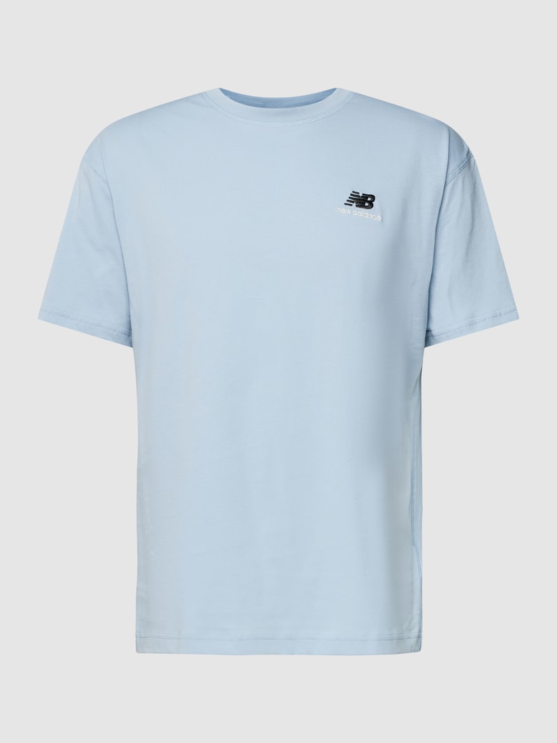 T-Shirt mit Rundhalsausschnitt und Label-Stitching in rauchblau