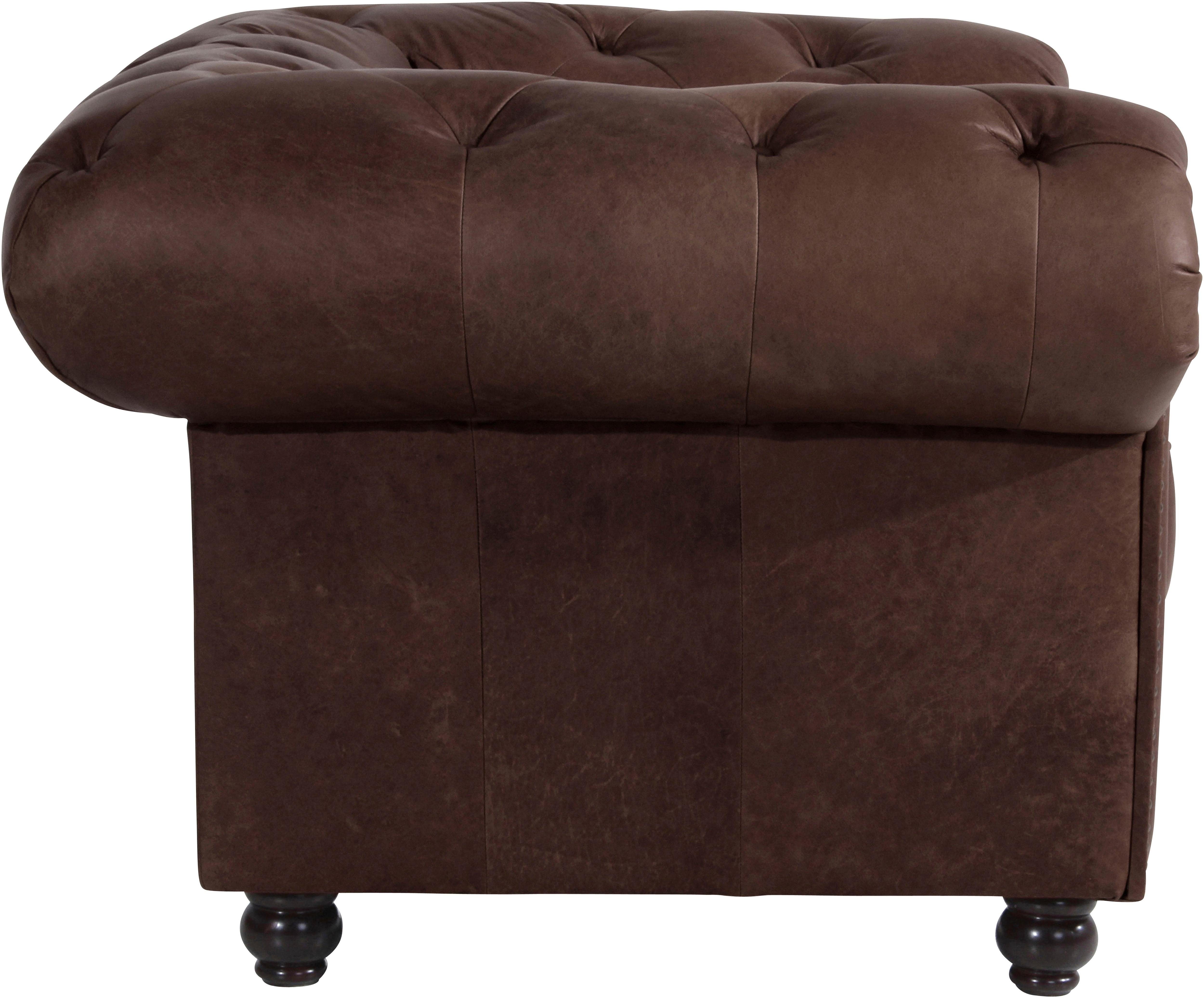 Max Winzer® Chesterfield-Sessel Old England, Ledersessel mit Knopfheftung & Ziernägeln