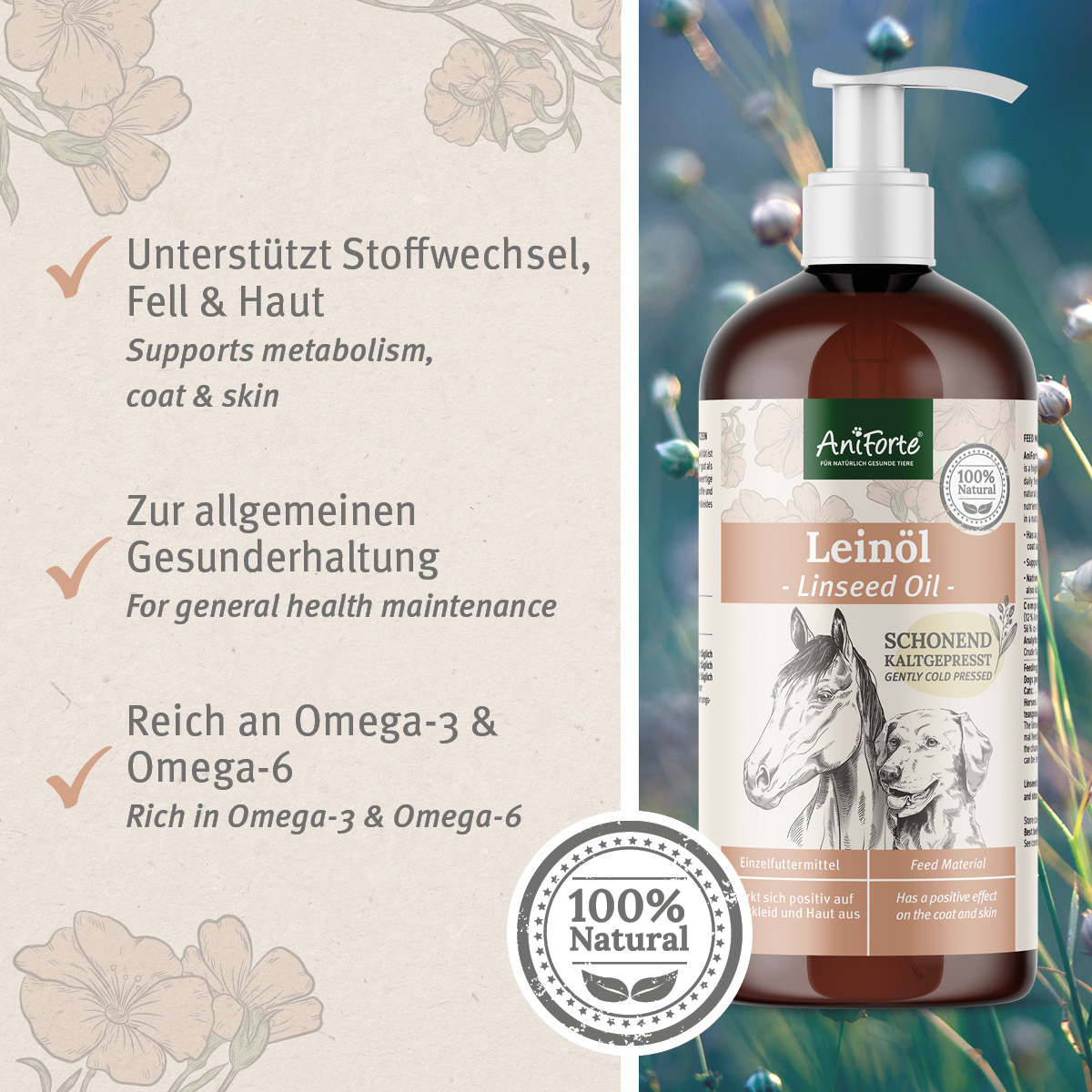 Aniforte Ergänzungsfutter & Aufzucht Aniforte Leinöl 1 Liter