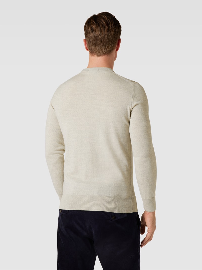 Strickpullover mit Label-Stitching in hellgrau