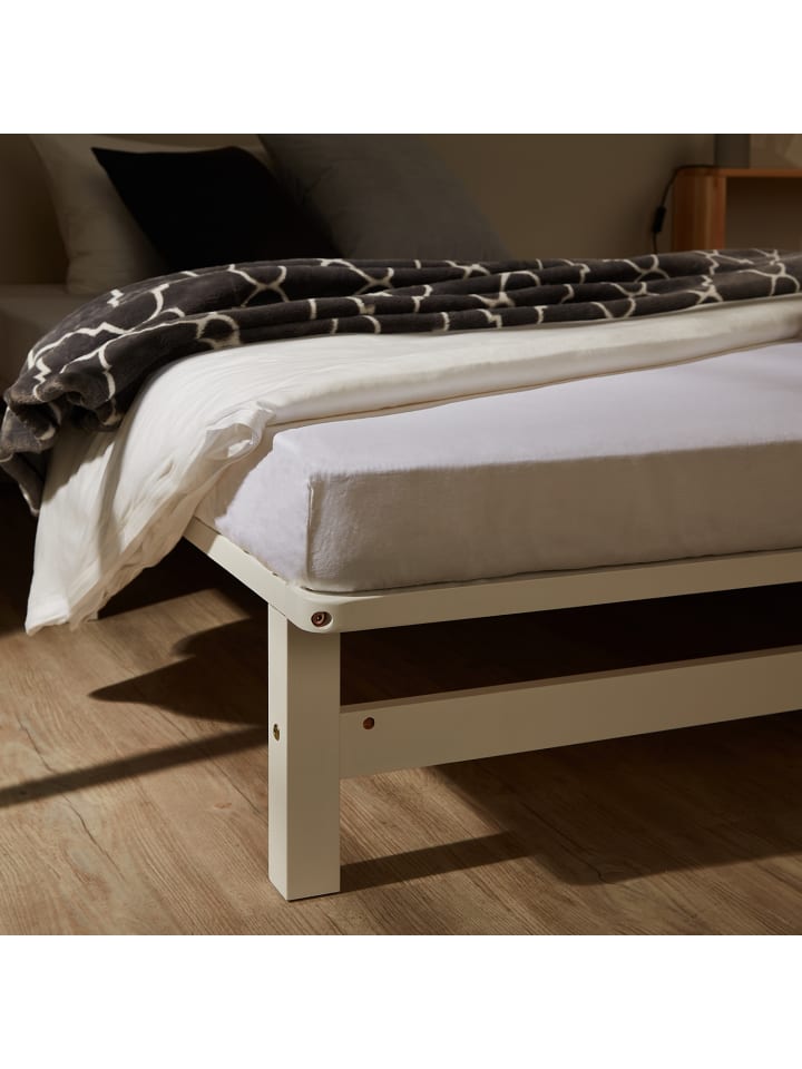 Homestyle4u Palettenbett 90x200 mit Lattenrost in Weiß günstig kaufen