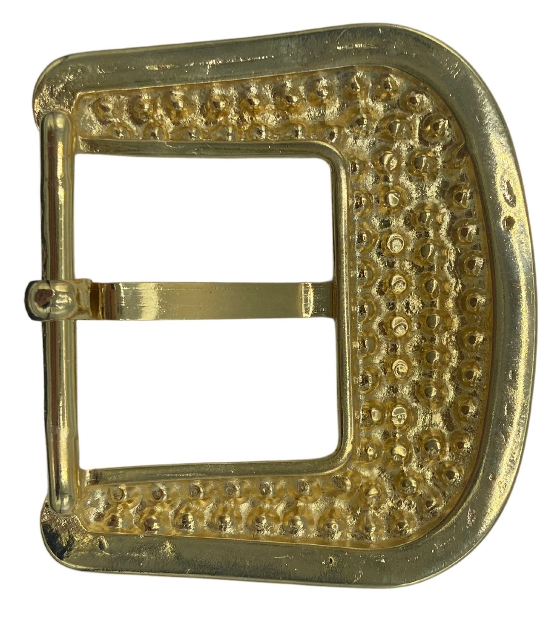 FRONHOFER Gürtelschnalle 18636 Gürtelschnalle vollbesetzt mit Strasssteinen, gold für Damen 4 cm