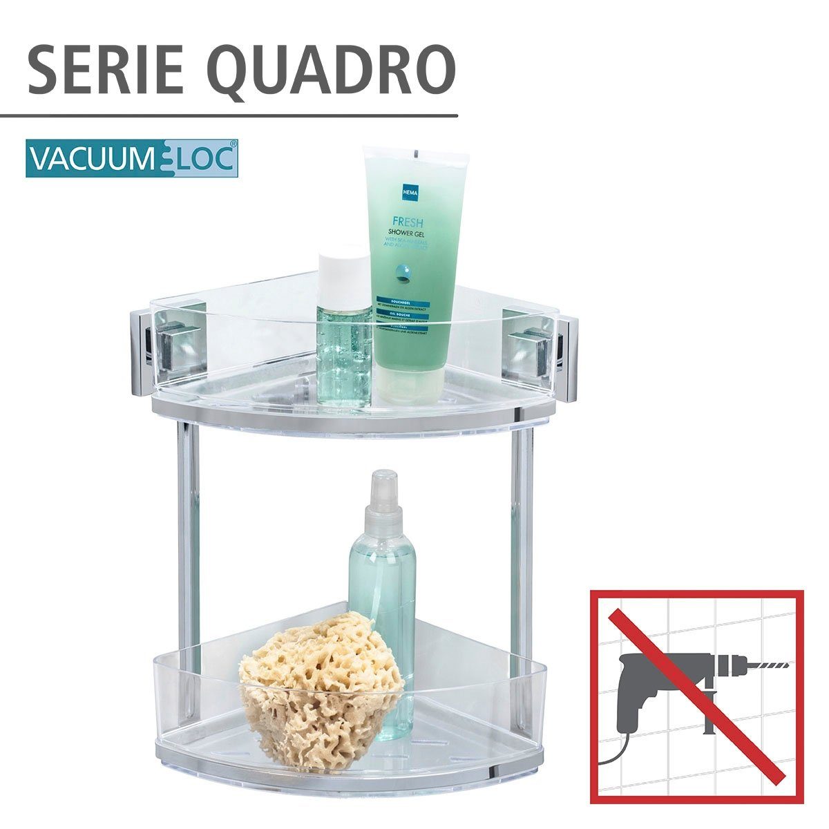 WENKO Eckregal Vacuum-Loc Quadro, 2 Etagen