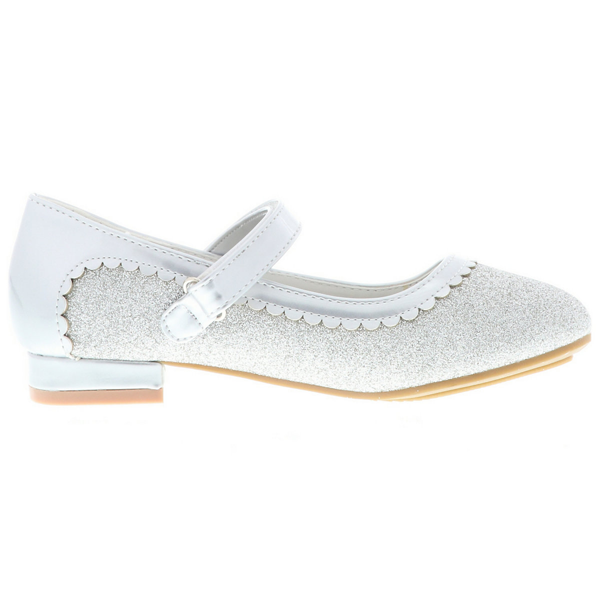 Kinder Mädchen Ballerinas Glitzer Blockabsatz silber