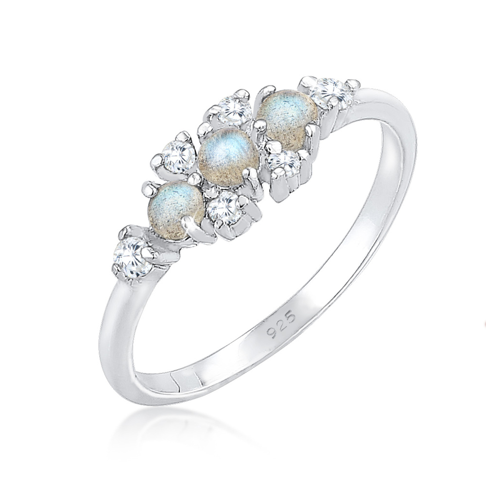 Elli Elli Bague Bandring Labradorit Edelstein Zirkonia 925 Silber Bague