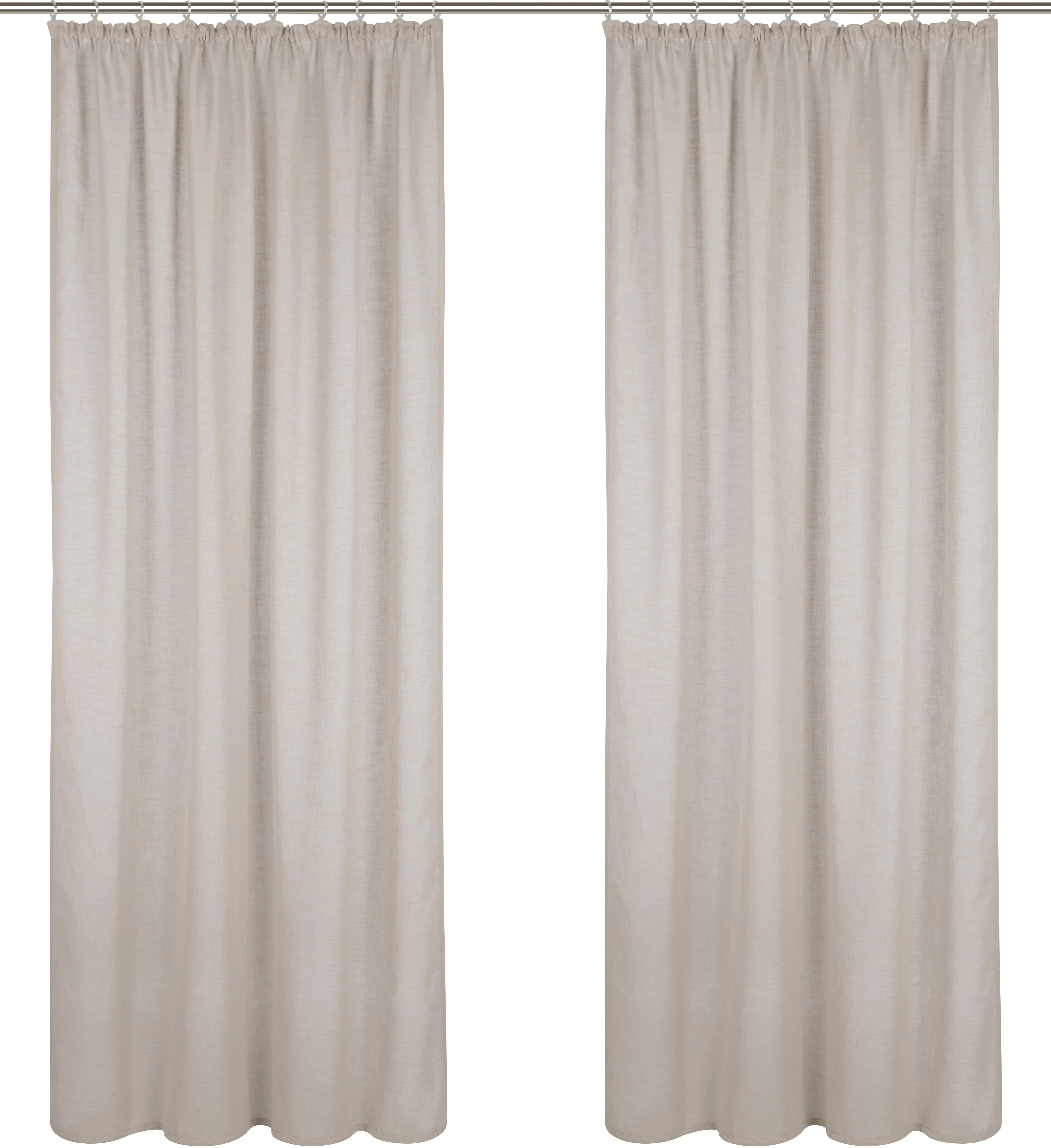 Gardine Fiete, andas, Kräuselband (1 St), halbtransparent, Leinen Optik, Sichtschutz, halbtransparent, einfarbig, Leinenoptik