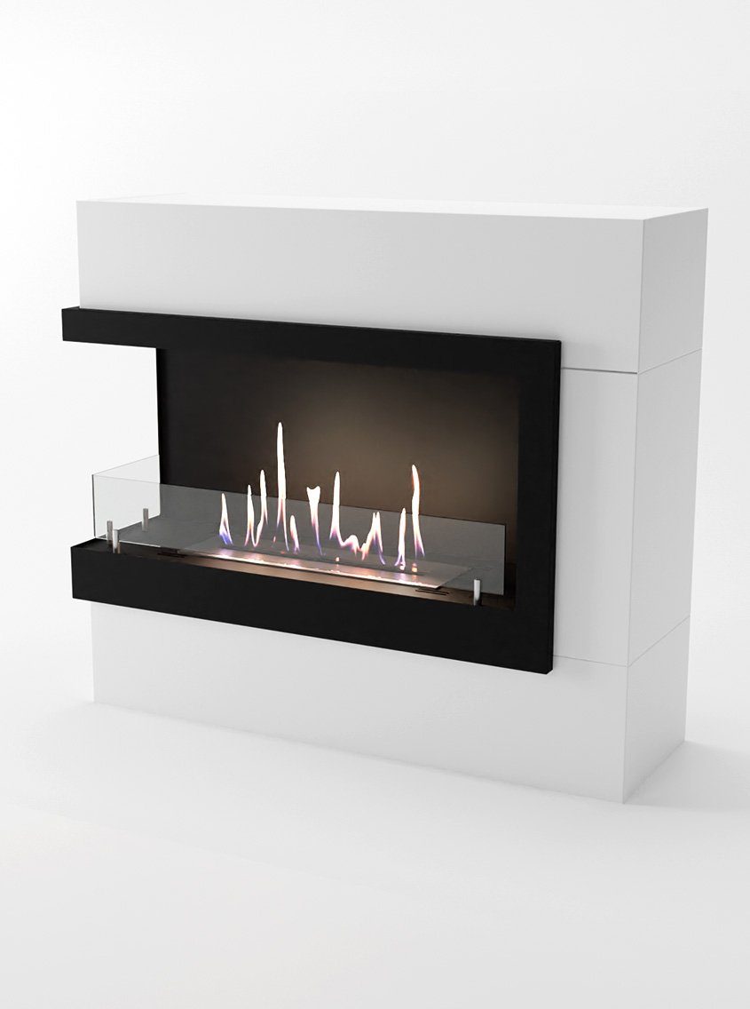 GLOW FIRE Echtfeuer-Dekokamin Halden Mini links Ethanol Kamin, Bioethanol Kamin mit 3h Brenndauer, Heizleistung 2 kw, TÜV zertifiziert