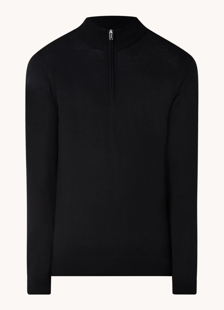 Profuomo Merino Wool Fine Knit Sweater with Half Zipper