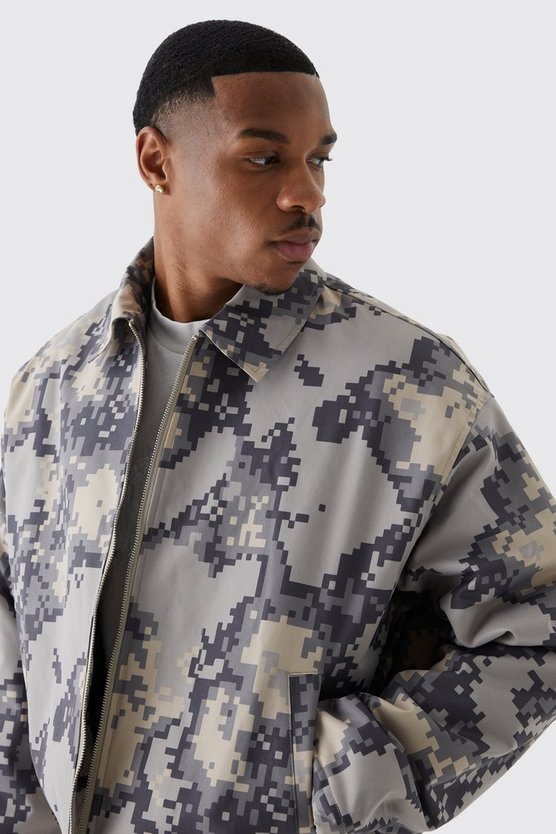 Kastige verpixelte Camouflage Harrington-Jacke