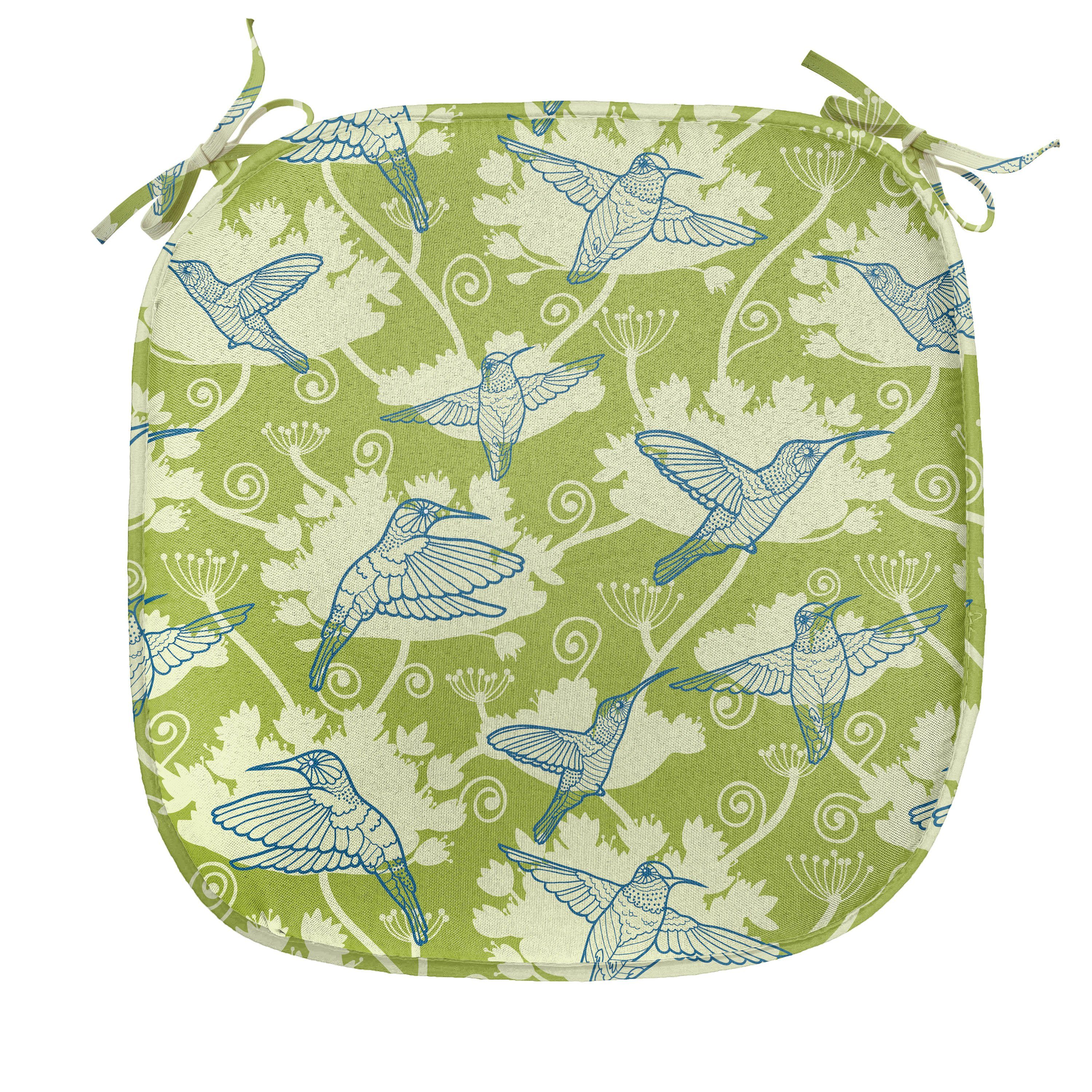 Abakuhaus Stuhlkissen Dekoratives wasserfestes Kissen mit Riemen für Küchensitze, Kolibri Garten Hummingbird