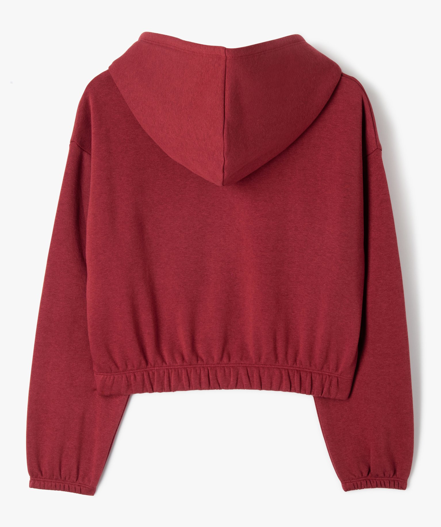 Sweat à capuche court et ample fille rouge fonce | GEMO