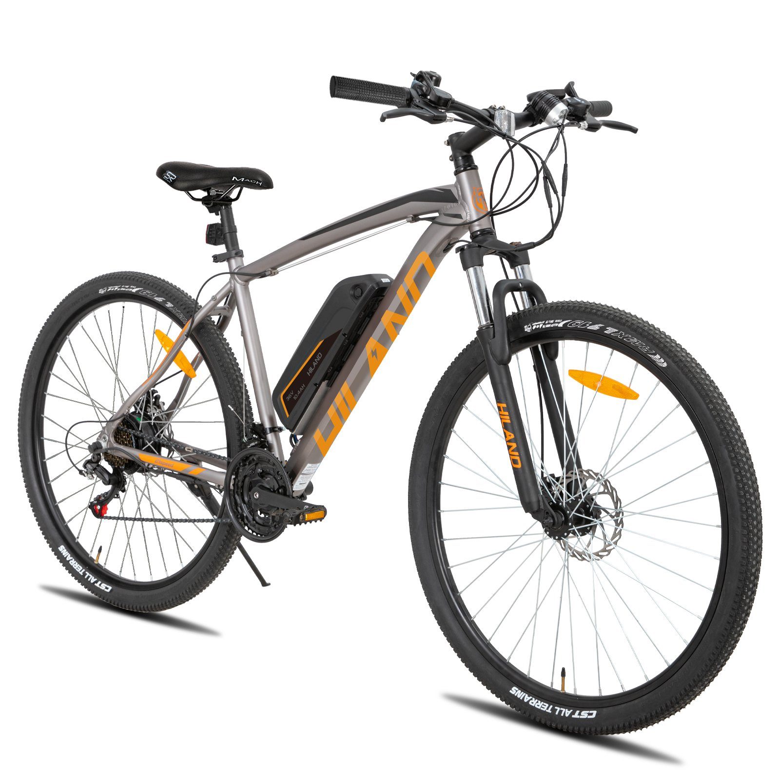HILAND E-Bike 26/27.5/29 Zoll E-MTB Herren Damen,LCD Display,10.4Ah Akku, 21 Gang Shimano Tourney Schaltwerk, Kettenschaltung, Heckmotor, (Set, mit akku-ladegerat, mit Werkzeung), E-bike Damen und Herren, innerhalb der stVZO