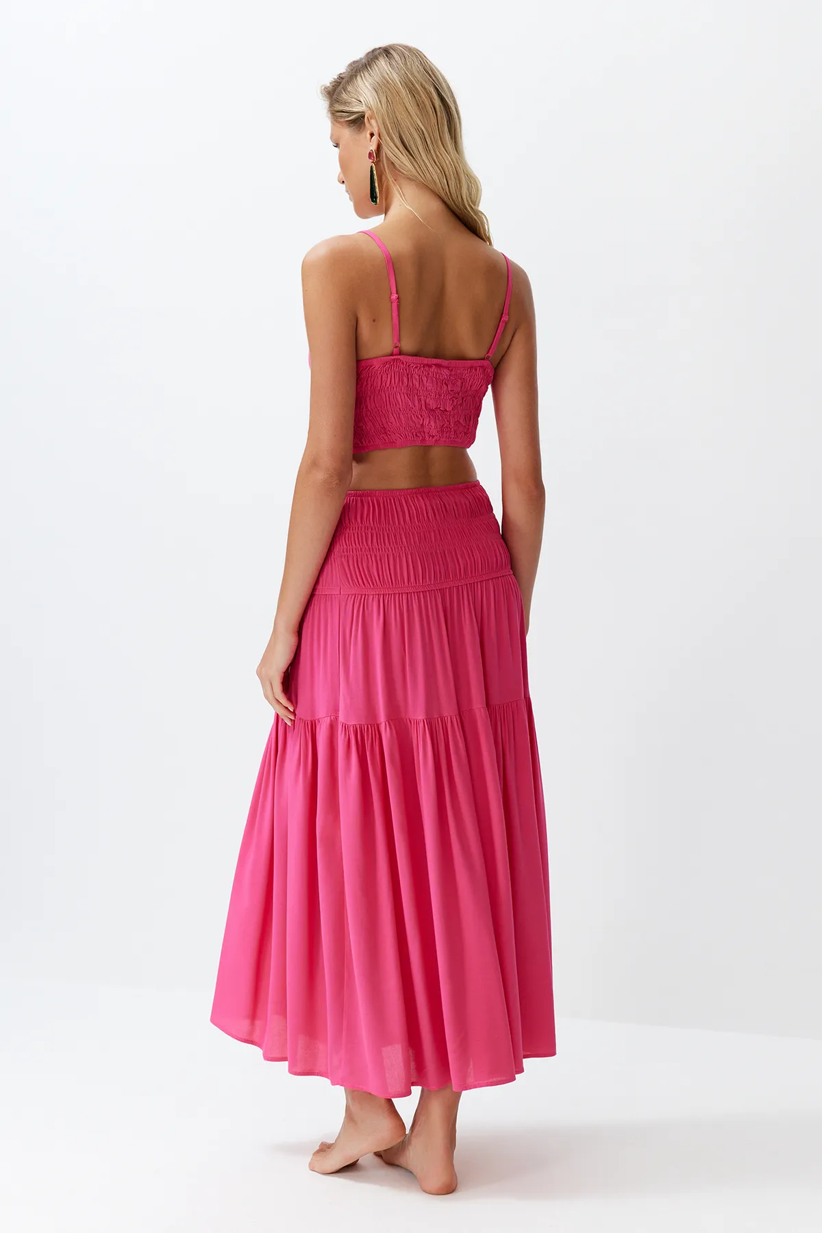 Trendyol Collection  Set aus gewebtem, gebundenem Blusenrock in Fuchsia TBESS24AU00026
