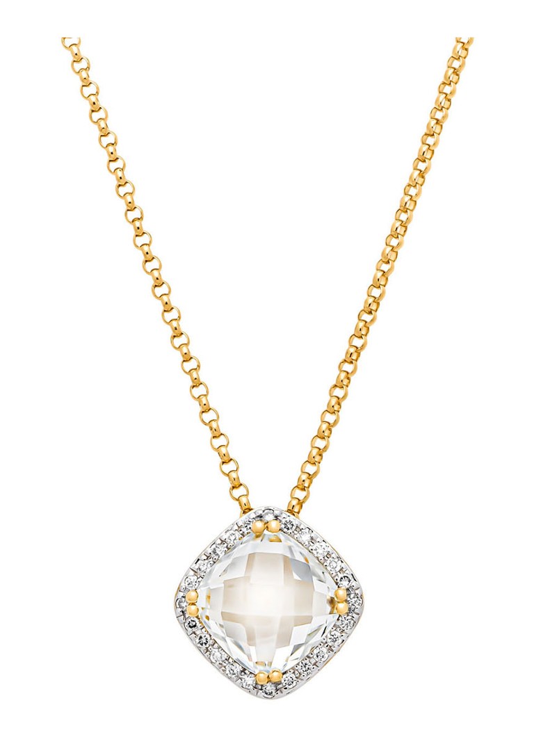 Diamond Point Yellow Gold Pendant, 1.92 ct White Topaz, Fiesta