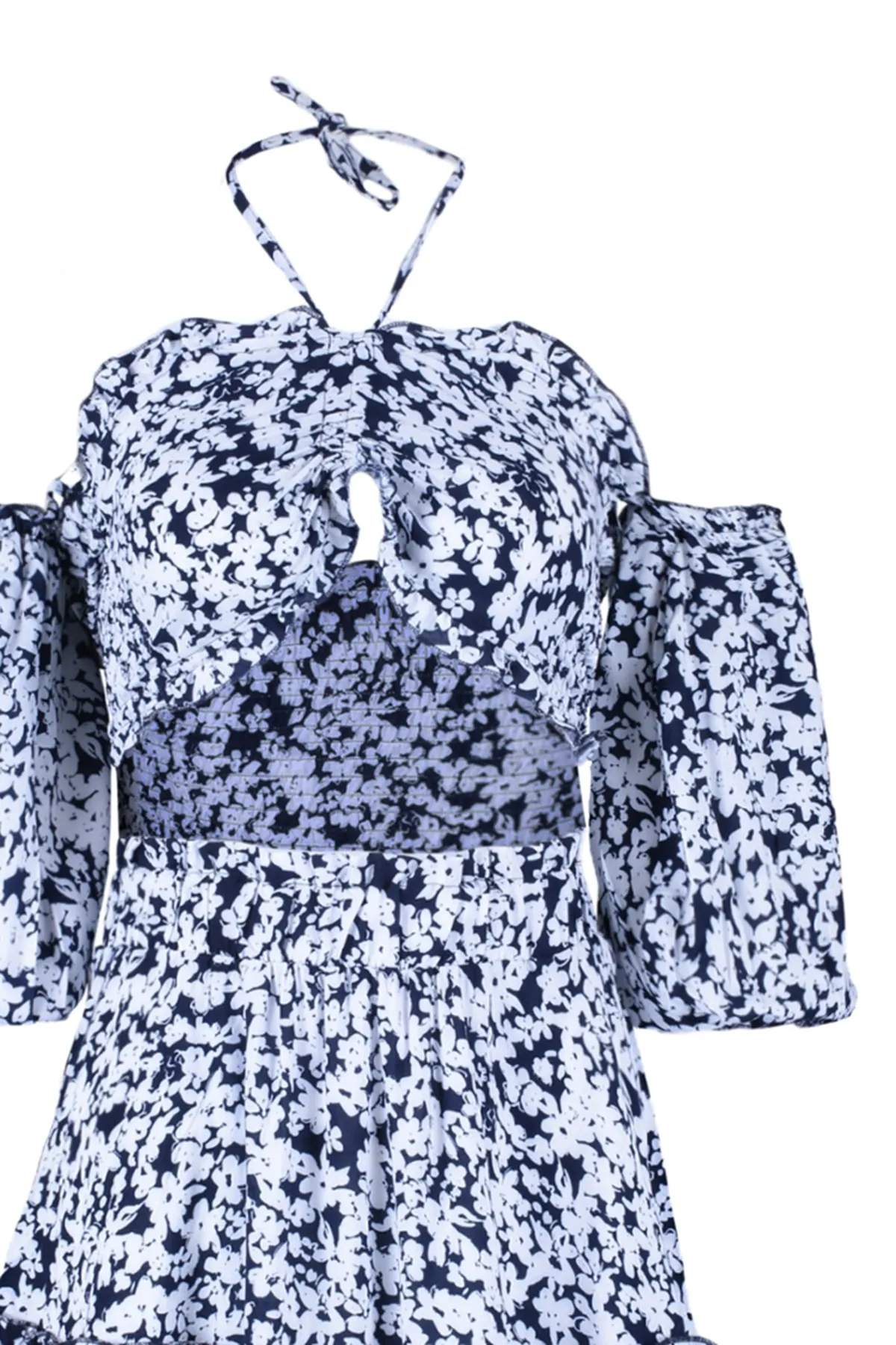 Trendyol Collection  Gewebtes Rüschenblusenrock-Set mit Blumenmuster TBESS21AU0539