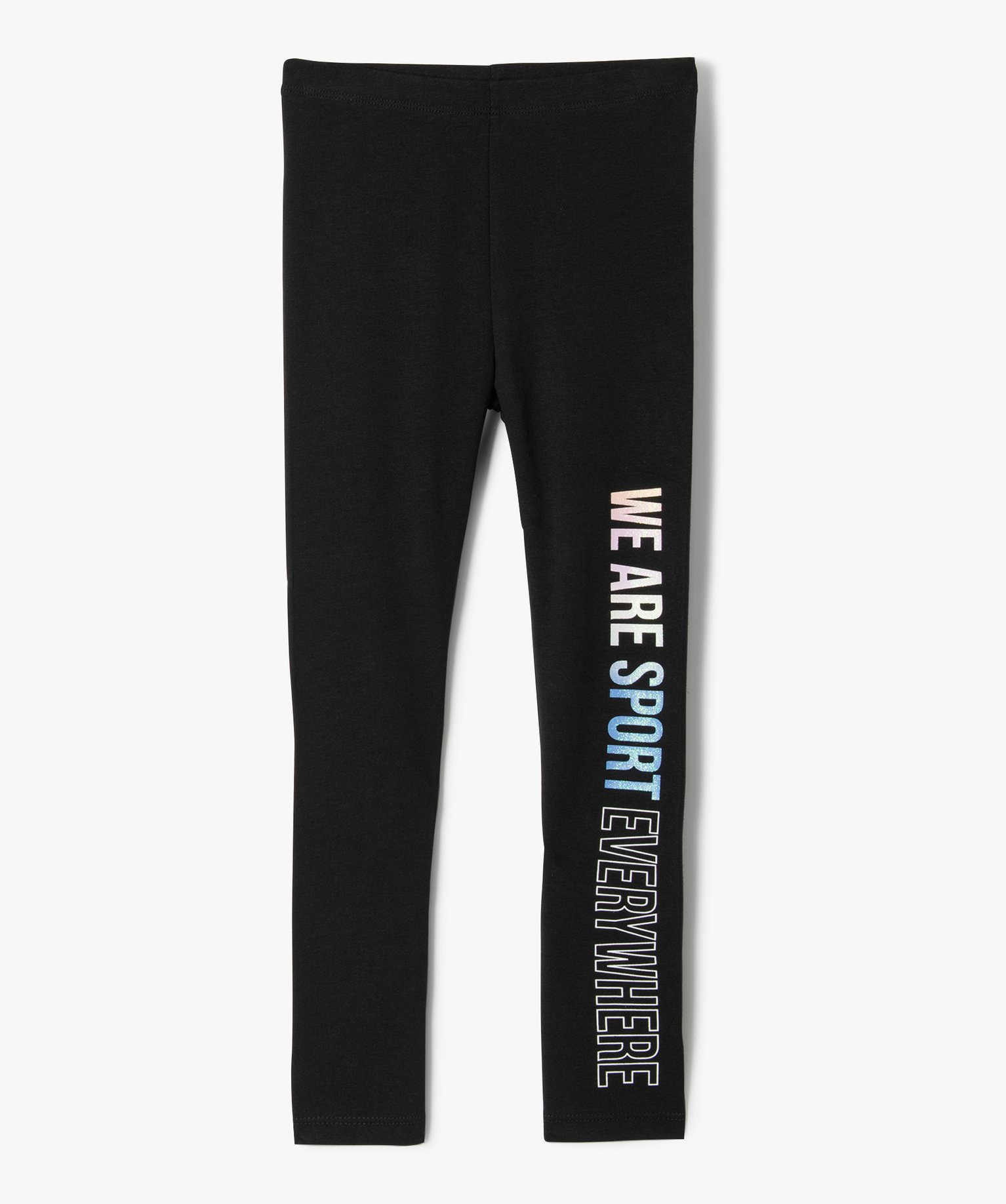 Leggings fille avec inscription pailleté sur un cté noir | GEMO