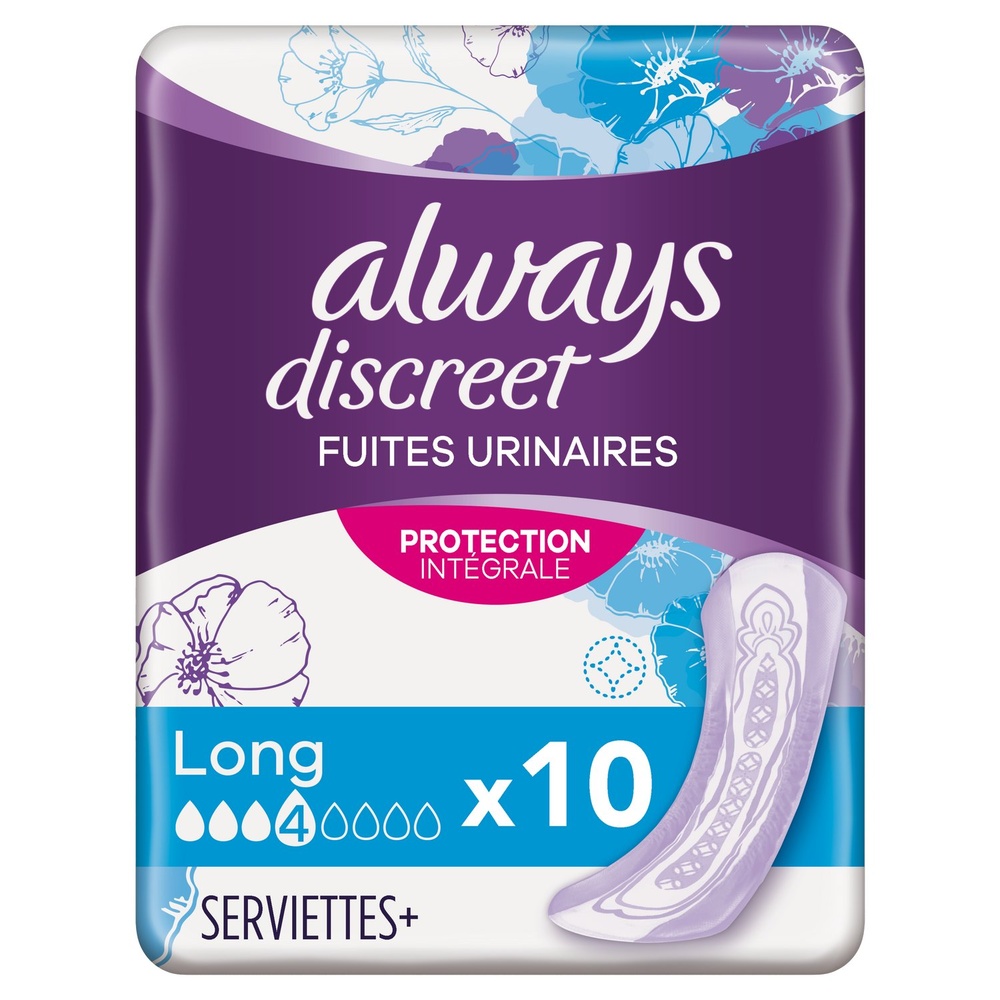 always Always Discreet Long Serviette+ Fuites Urinaires Serviettes Hygiéniques Pour Fuites Urinaires