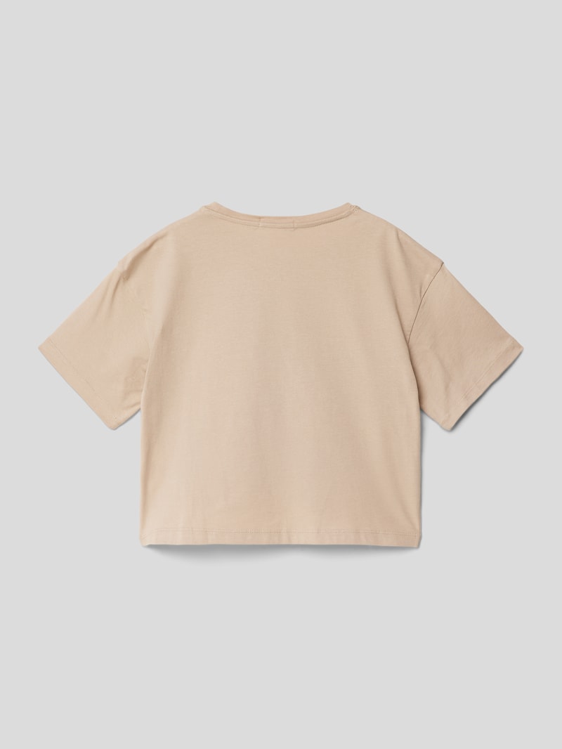 T-Shirt mit Label-Detail Modell 'STACK' in sand