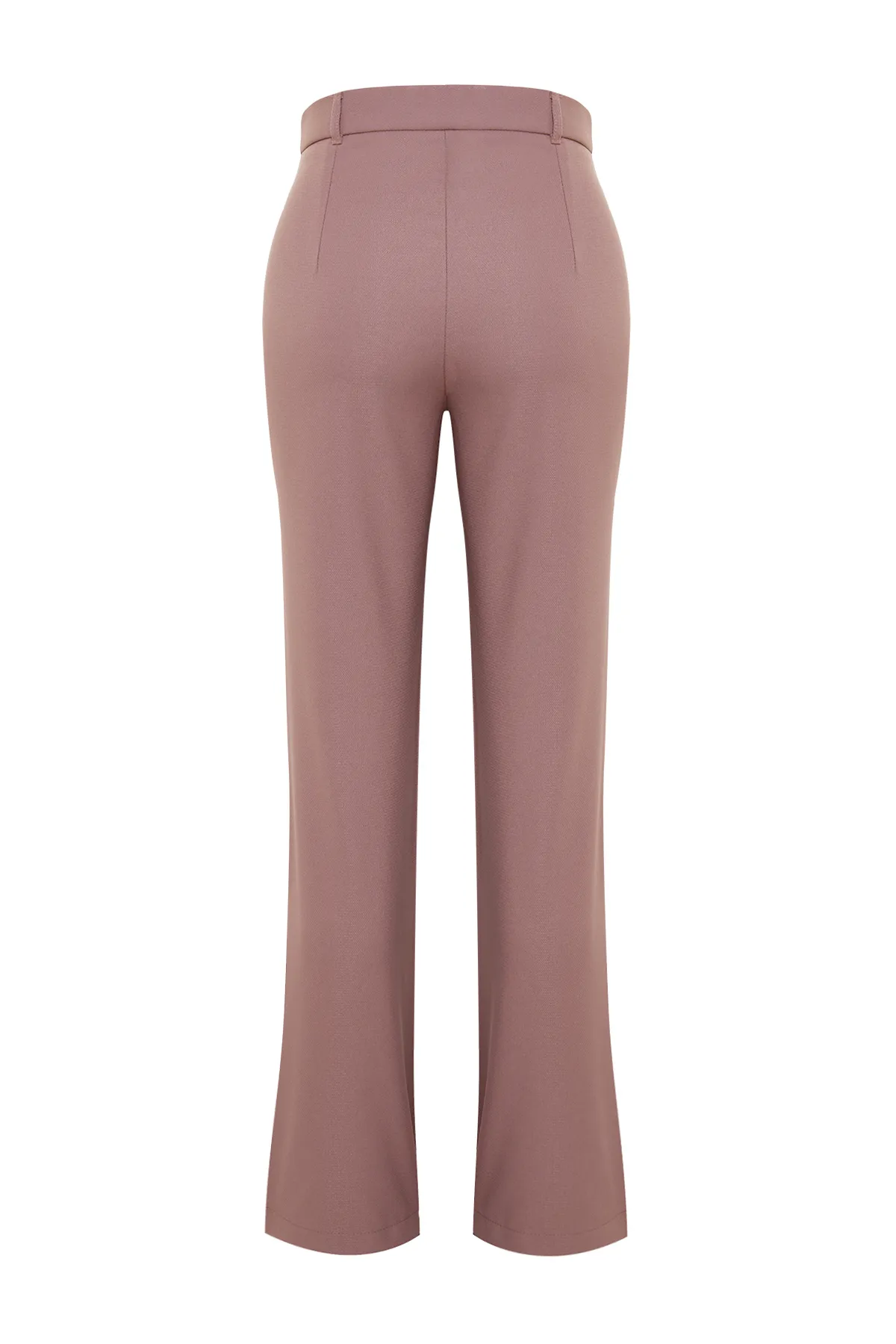 Trendyol Collection  Dried Rose Gerade/Gerade geschnittene, gewebte Hose mit hoher Taille und gerippten Nähten TWOSS21PL0093