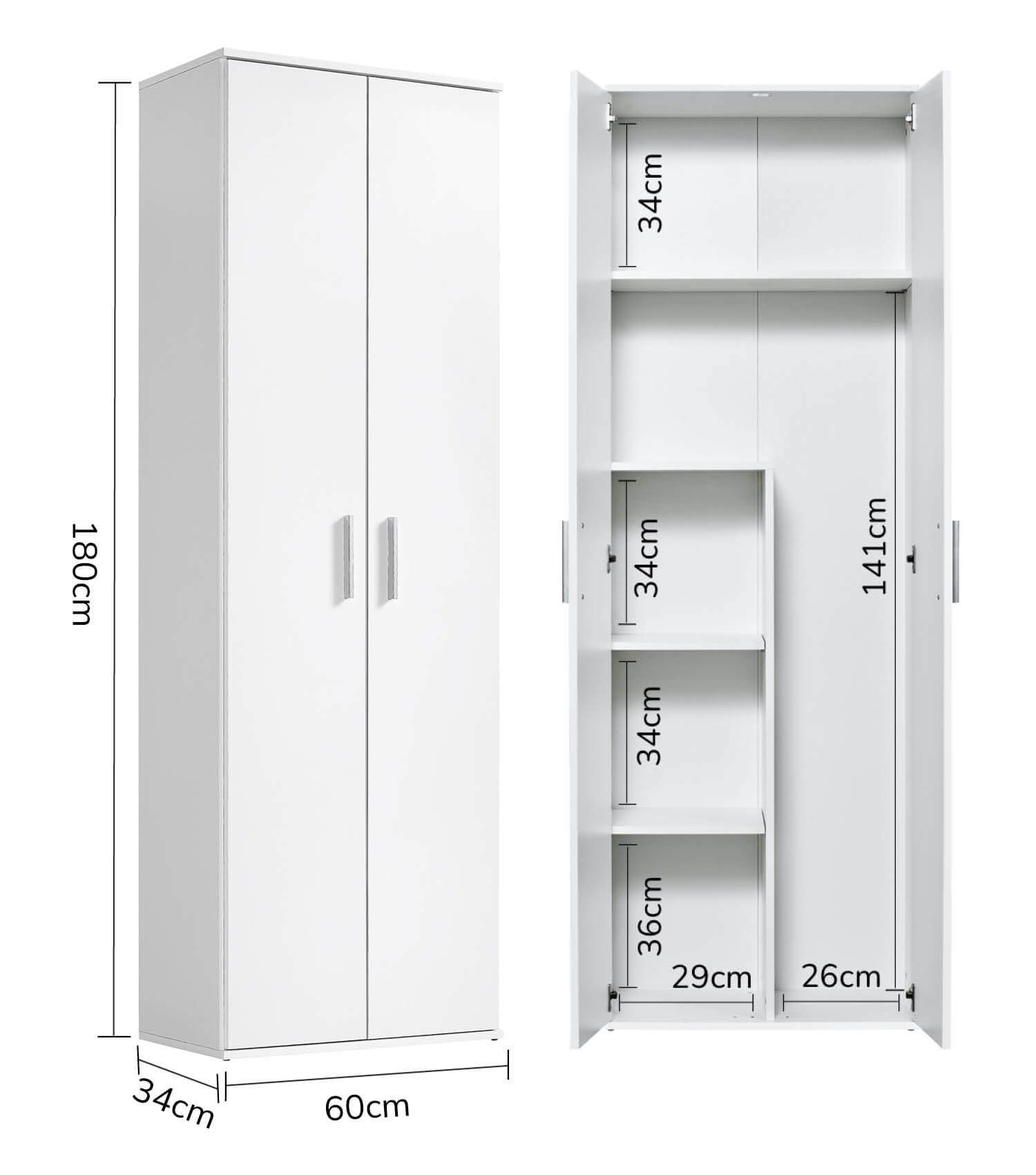 mokebo Mehrzweckschrank Der Lange (mit Staubsaugerfach) in Weiß, auch als Aktenschrank, Garderobenschrank oder Schuhschrank