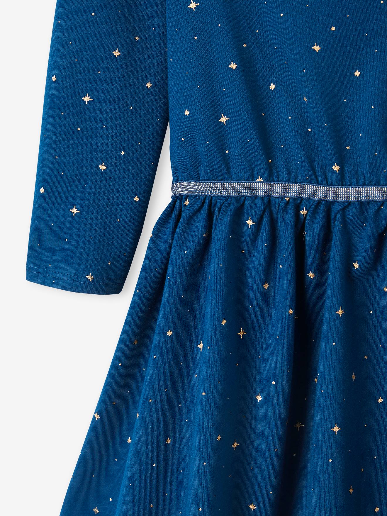 Robe de fête à étoiles fille bleu canard