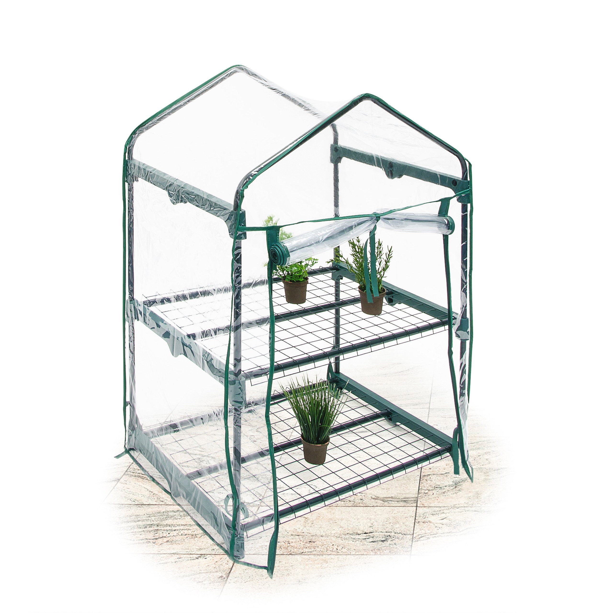 relaxdays Gewächshaus Anzucht Gewächshaus PVC Klarsicht, 2
