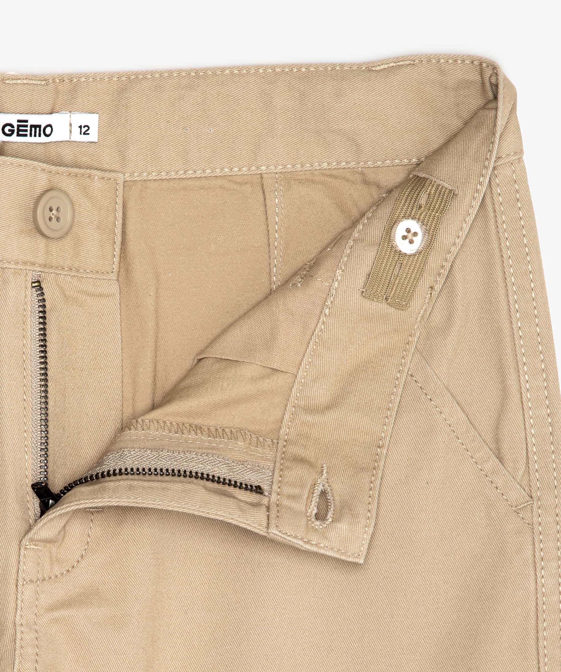 Bermuda Garçon en sergé de coton uni beige | GEMO