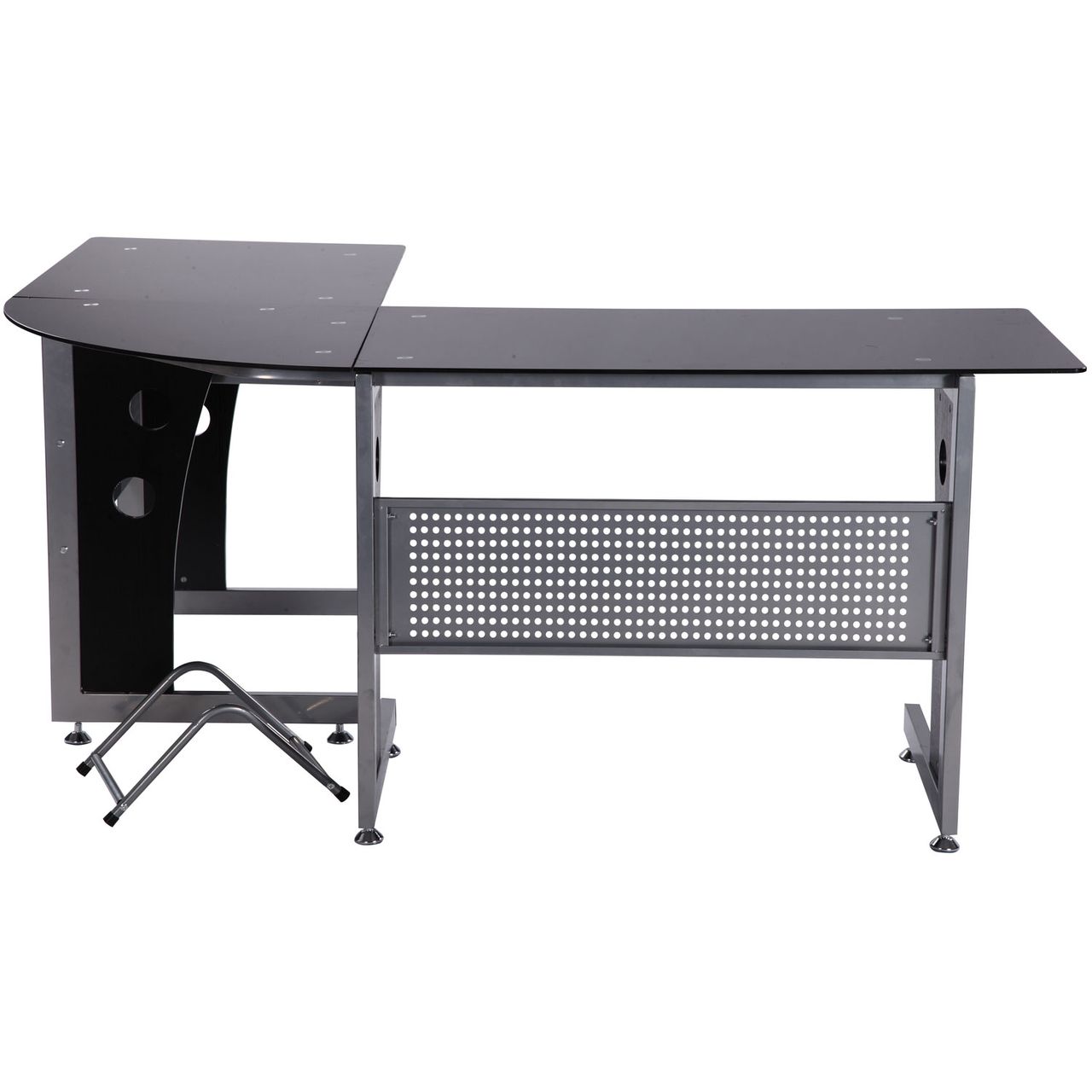 HOMCOM Computertisch Eckschreibtisch PC Tisch Bürotisch mit Sicherheitsglas Büro