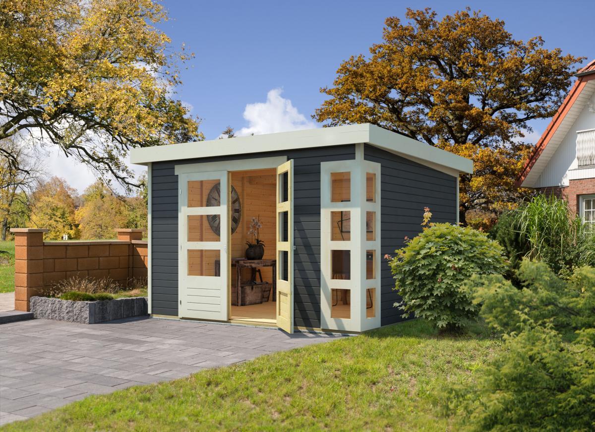 Karibu Gartenhaus Steigenberg 4 terragrau