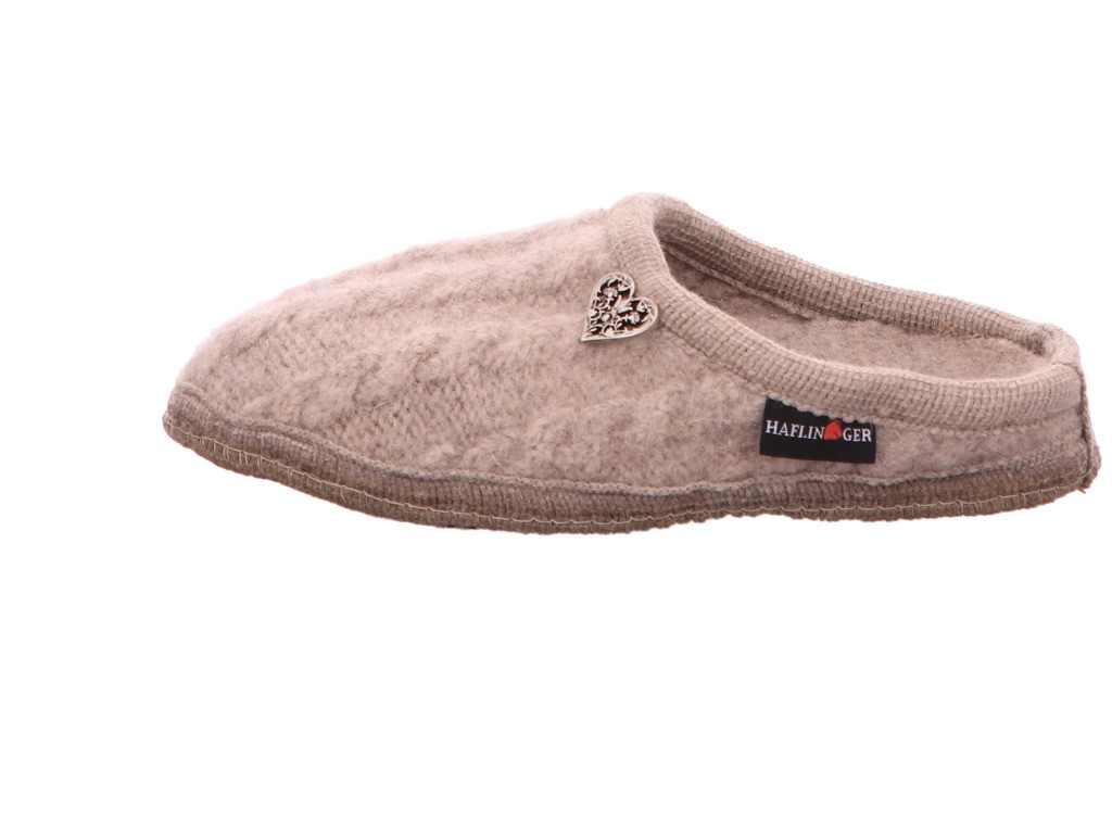 HAFLINGER Hausschuhe beige Walktoffel Herzerl
