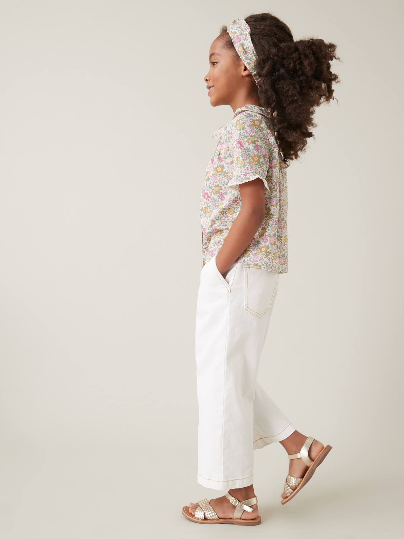 Blouse en tissu Liberty® fille Claire Rich CYRILLUS blanc imprimé