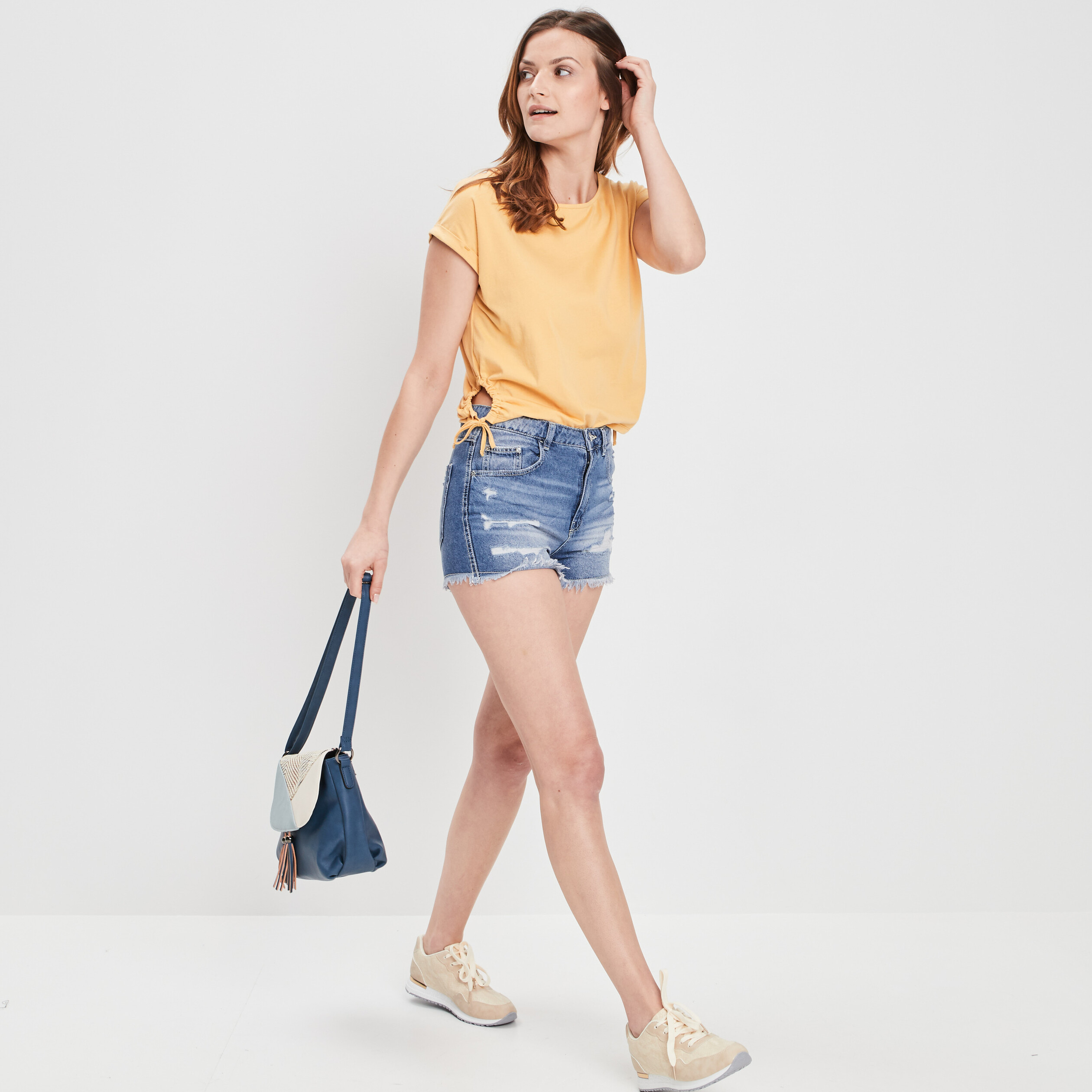 Short droit en jean Creeks denim bleach femme | La Halle