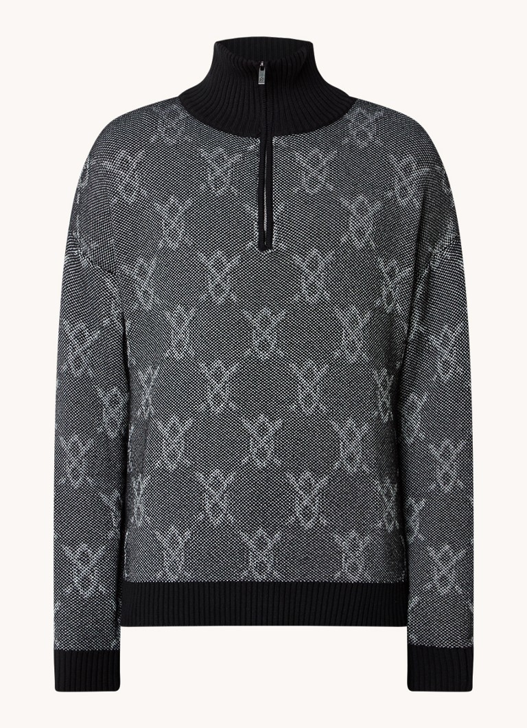 Maglione a maglia fine del Daily Paper Times con logo stampato e mezza zip
