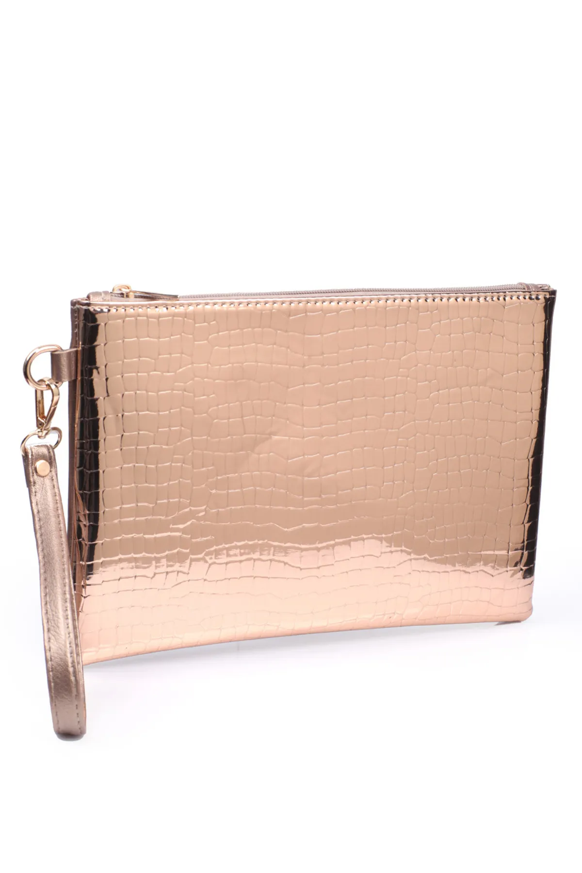 Capone Outfitters  Capone Damen-Clutch mit verspiegeltem Krokodilmuster „Paris Rose“.