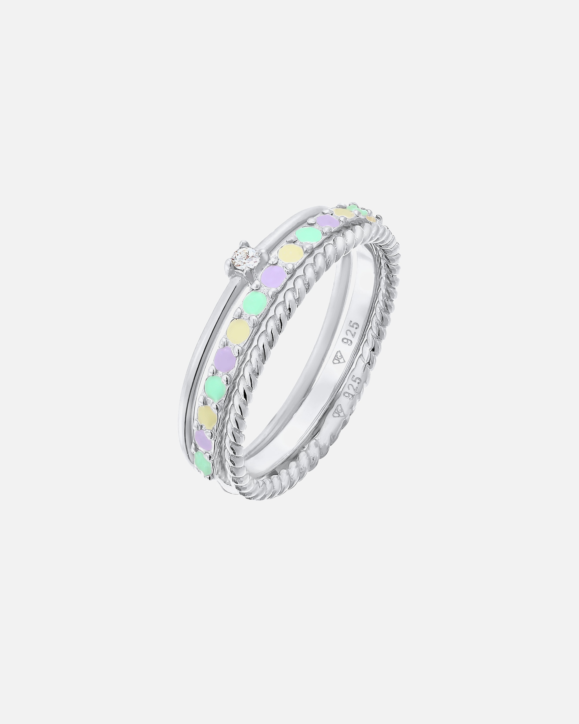 Ensemble de boucles d'oreilles Elli pour femme, solitaire torsadé moderne, design multicolore tendance avec émail et cristal en argent sterling 925 plaqué or