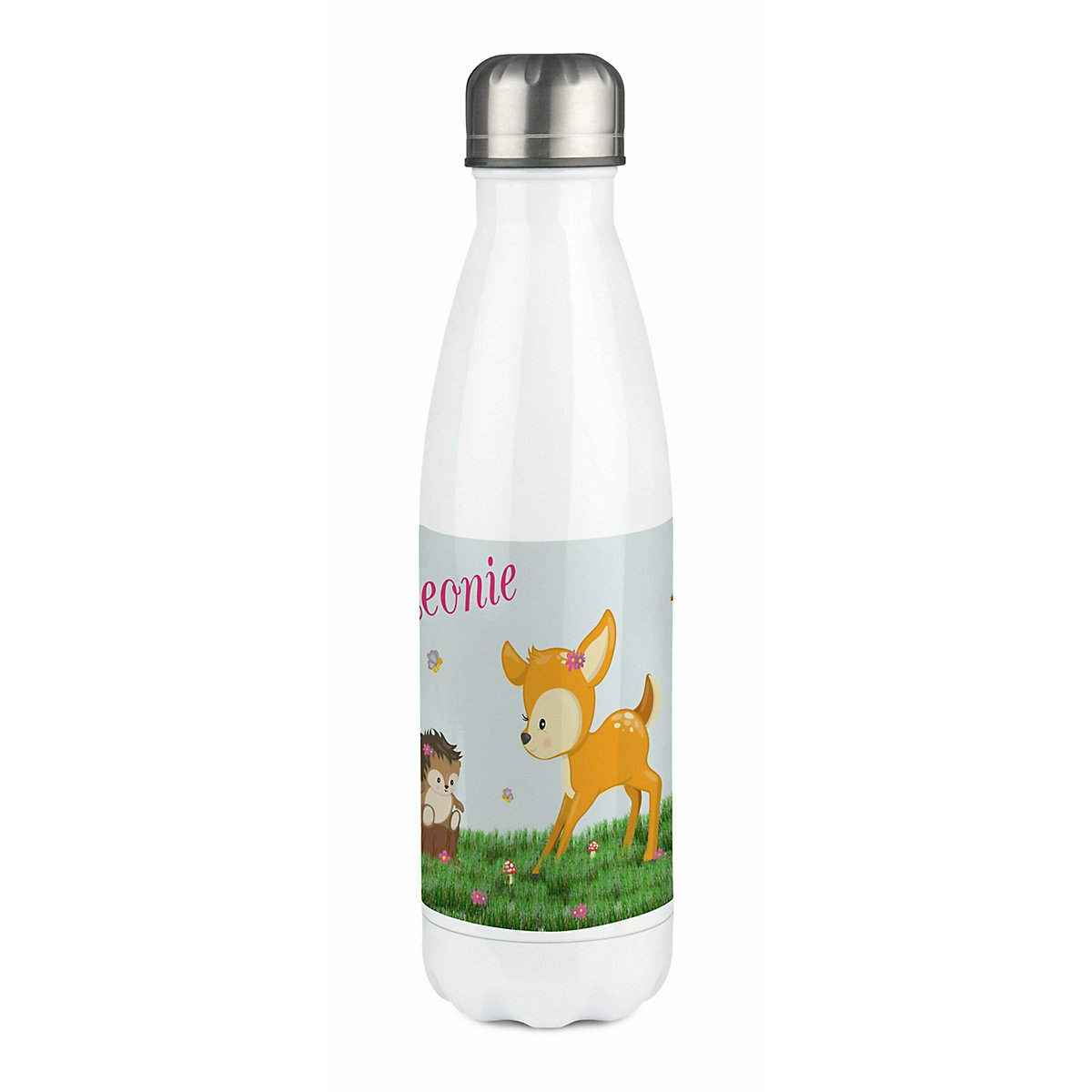 Edelstahl Kinder Thermoflasche / Trinkflasche bunt Reh Spülmaschinenfest, Auslaufsicher, Bruchfest, Doppelwandig, Für Heißgetränke geeignet, Mit Deckel, Isoliert