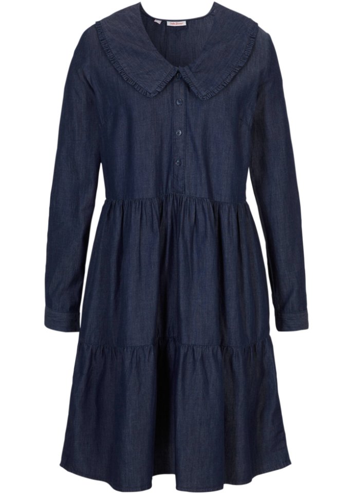 Jeans-Tunika-Kleid mit Kragen
