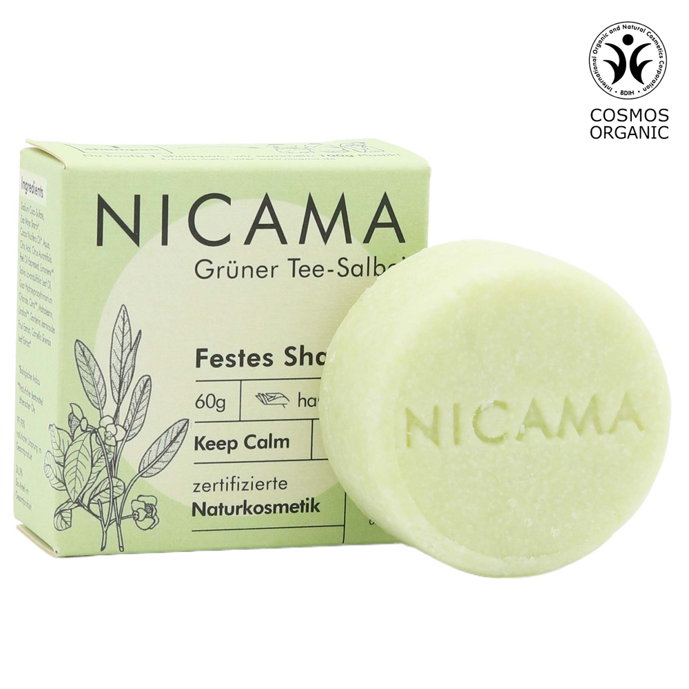 Nicama Festes Shampoo Grüner Tee-Salbei 60 g