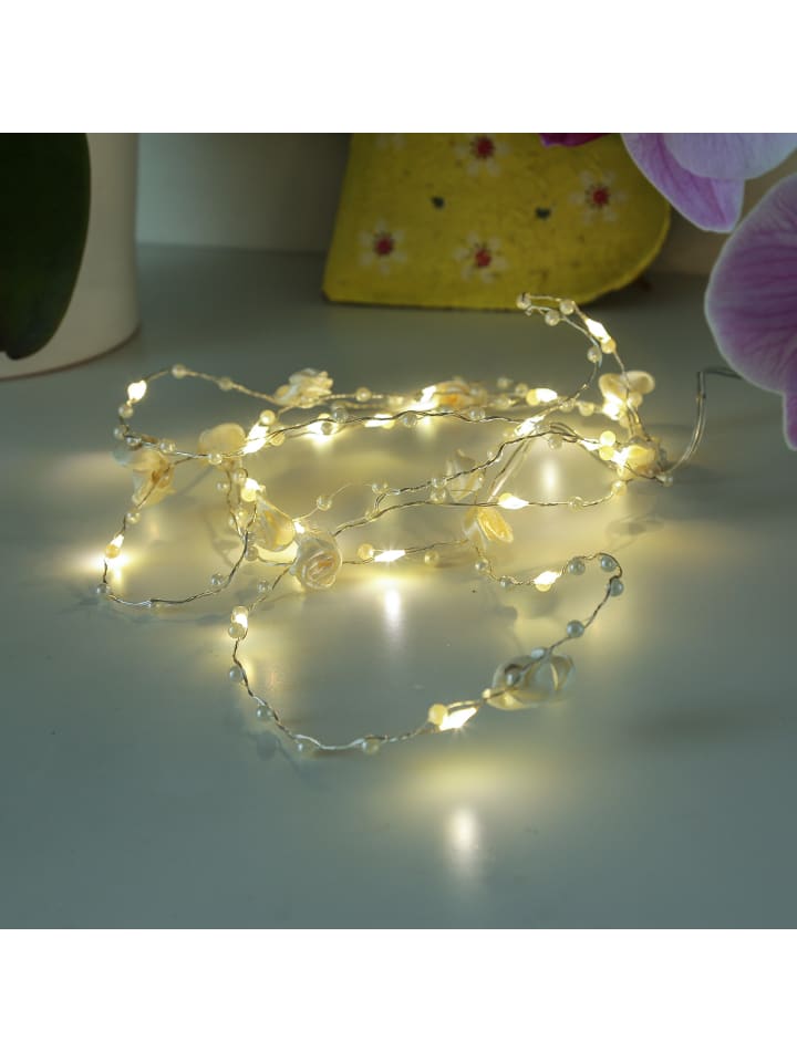 MARELIDA LED Draht Lichterkette Rosen und Perlen 20 LED L: 1,9m in weiß günstig kaufen onesize