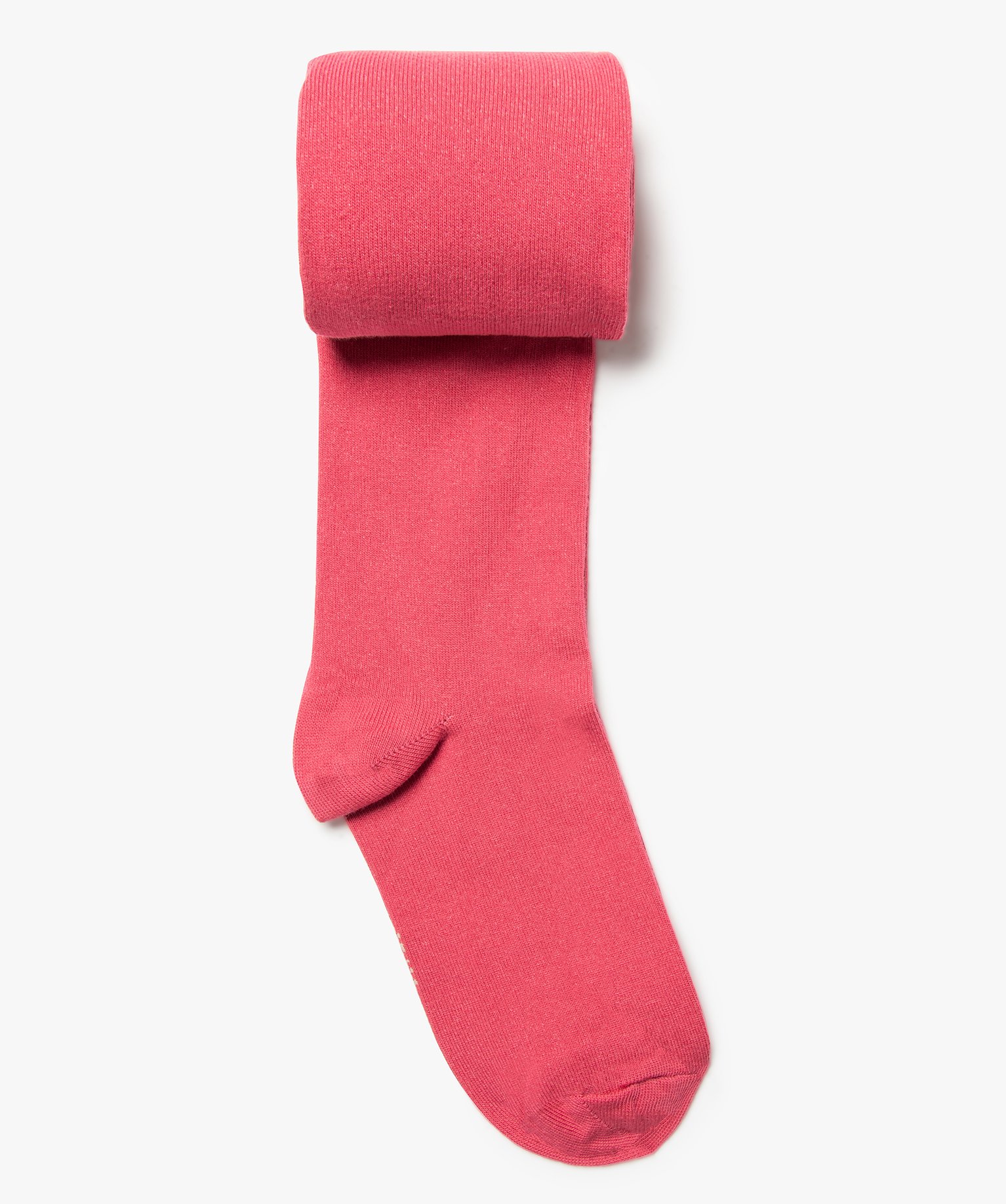 Collants chauds uni en coton fille rose | GEMO