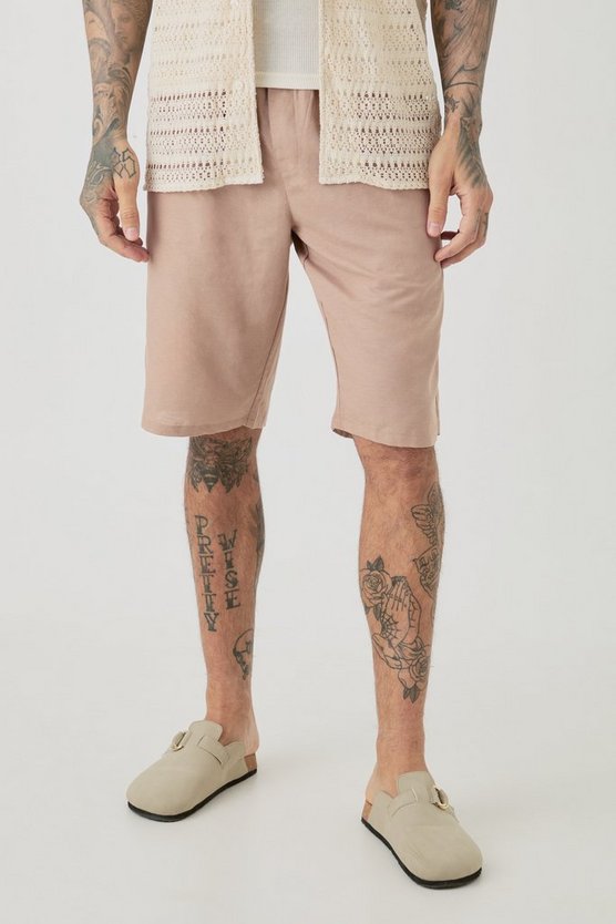 Tall Leinen-Shorts mit elastischem Bund