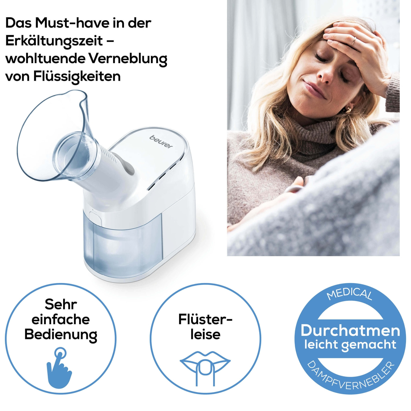 Beurer Dampfvernebler SI 40-Warmdampfbehandlung bei Erkältungen mit dem Dampfvernebler